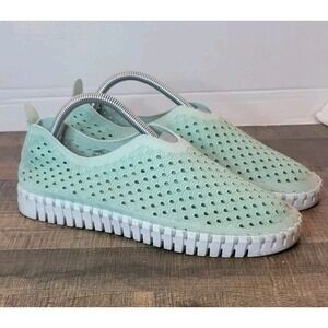 Ilse Jacobsen Tulip Perforated Slip On Flats Laurel Green Sz 40 US 9